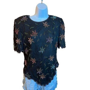 1980’s Vintage Sequined Laurence Kazar Blouse Size M